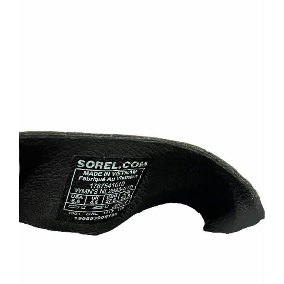 Sorel Ella Black Leather Slip On Flat Ankle-Strap Open Toe Sandals Womens Sz 6.5 - Picture 8 of 12